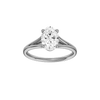 Oval-cut diamond engagement ring with a plain band and solitaire setting.