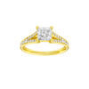 Princess-cut diamond engagement ring with a channel-set diamond band and solitaire setting.