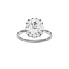 Elongated cushion-cut diamond engagement ring in 14k white gold with a plain band and halo setting