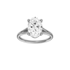 Oval-cut diamond engagement ring with a plain band and solitaire setting.