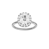 Elongated cushion-cut diamond engagement ring in 14k white gold with a plain band and halo setting
