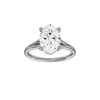 Oval-cut diamond engagement ring with a plain band and solitaire setting.