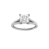 Princess-cut diamond engagement ring with a channel-set diamond band and solitaire setting.