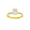Oval-cut diamond engagement ring with a channel-set diamond band and solitaire setting.