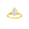 Pear-cut diamond engagement ring with a plain band and hidden-halo setting.