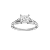 Princess-cut diamond engagement ring with a channel-set diamond band and solitaire setting.