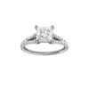 Princess-cut diamond engagement ring with a channel-set diamond band and solitaire setting.