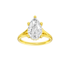 Pear-cut diamond engagement ring with a plain band and hidden-halo setting.