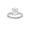 Oval-cut diamond engagement ring with a channel-set diamond band and solitaire setting.