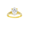 Oval-cut diamond engagement ring with a channel-set diamond band and hidden-halo setting.