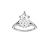 Pear-cut diamond engagement ring with a plain band and hidden-halo setting.