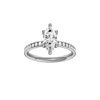 Marquise-cut diamond engagement ring with a channel-set diamond band and hidden-halo setting.