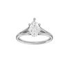 Pear-cut diamond engagement ring with a plain band and hidden-halo setting.