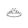 Oval-cut diamond engagement ring with a channel-set diamond band and hidden-halo setting.