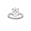 Oval-cut diamond engagement ring with a channel-set diamond band and solitaire setting.