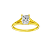 Radiant-cut diamond engagement ring with a plain band and solitaire setting.