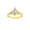 Marquise-cut diamond engagement ring with a channel-set diamond band and solitaire setting.