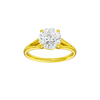 Round-cut diamond engagement ring with a plain band and solitaire setting.
