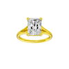 Radiant-cut diamond engagement ring with a plain band and solitaire setting.
