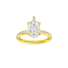 Pear-cut diamond engagement ring with a channel-set diamond band and hidden-halo setting.