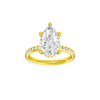 Pear-cut diamond engagement ring with a channel-set diamond band and hidden-halo setting.