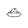 Radiant-cut diamond engagement ring with a plain band and solitaire setting.