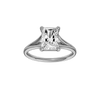 Radiant-cut diamond engagement ring with a plain band and solitaire setting.