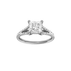 Princess-cut diamond engagement ring with a prong-set diamond band and solitaire setting.