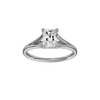 Radiant-cut diamond engagement ring with a plain band and solitaire setting.