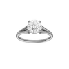 Round-cut diamond engagement ring with a plain band and solitaire setting.