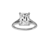 Radiant-cut diamond engagement ring with a plain band and solitaire setting.