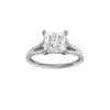 Princess-cut diamond engagement ring with a prong-set diamond band and solitaire setting.