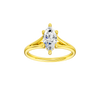 Marquise-cut diamond engagement ring with a plain band and hidden-halo setting.
