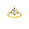 Marquise-cut diamond engagement ring with a prong-set diamond band and solitaire setting.