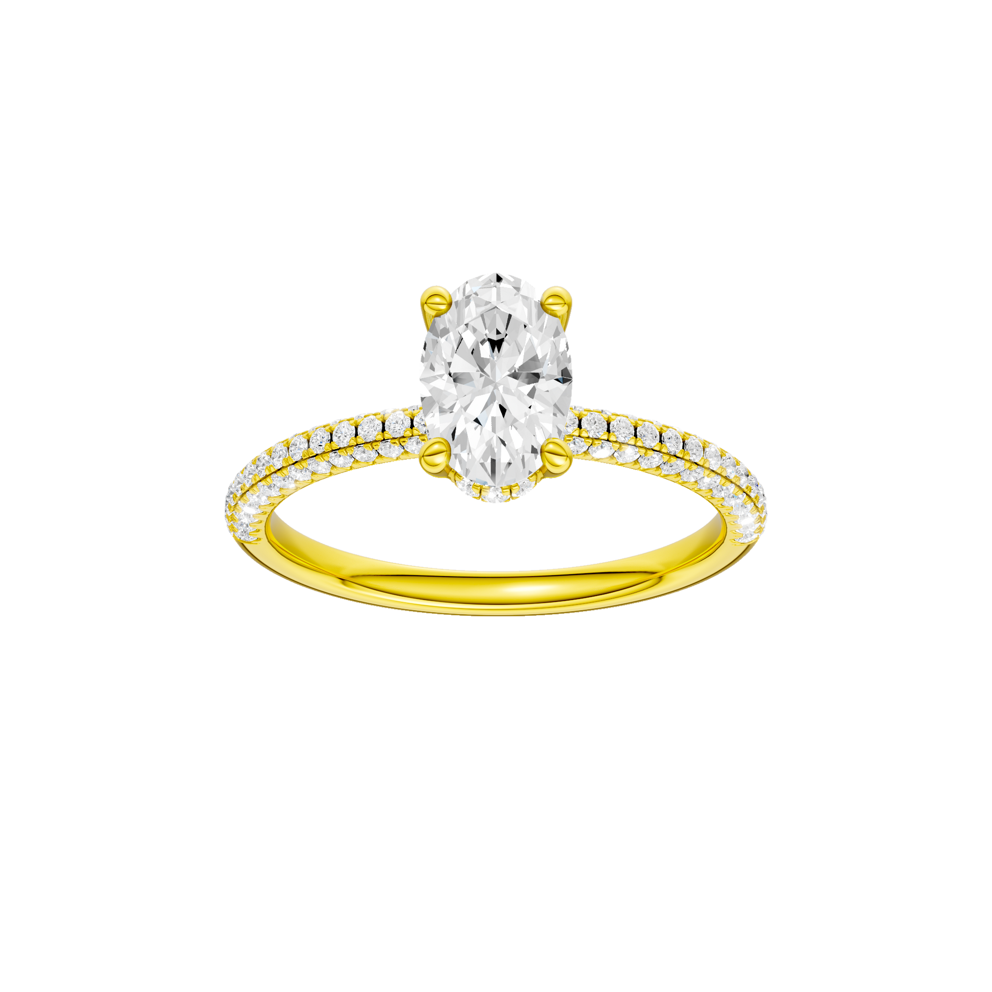 Marquise-cut diamond engagement ring with a pavé-set diamond band and solitaire setting.