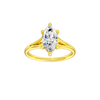 Marquise-cut diamond engagement ring with a plain band and hidden-halo setting.