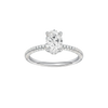Marquise-cut diamond engagement ring with a pavé-set diamond band and solitaire setting.