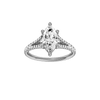Marquise-cut diamond engagement ring with a prong-set diamond band and solitaire setting.