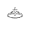 Marquise-cut diamond engagement ring with a prong-set diamond band and solitaire setting.