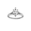 Marquise-cut diamond engagement ring with a prong-set diamond band and solitaire setting.