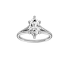 Marquise-cut diamond engagement ring with a plain band and hidden-halo setting.