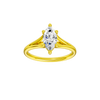 Marquise-cut diamond engagement ring with a plain band and solitaire setting.