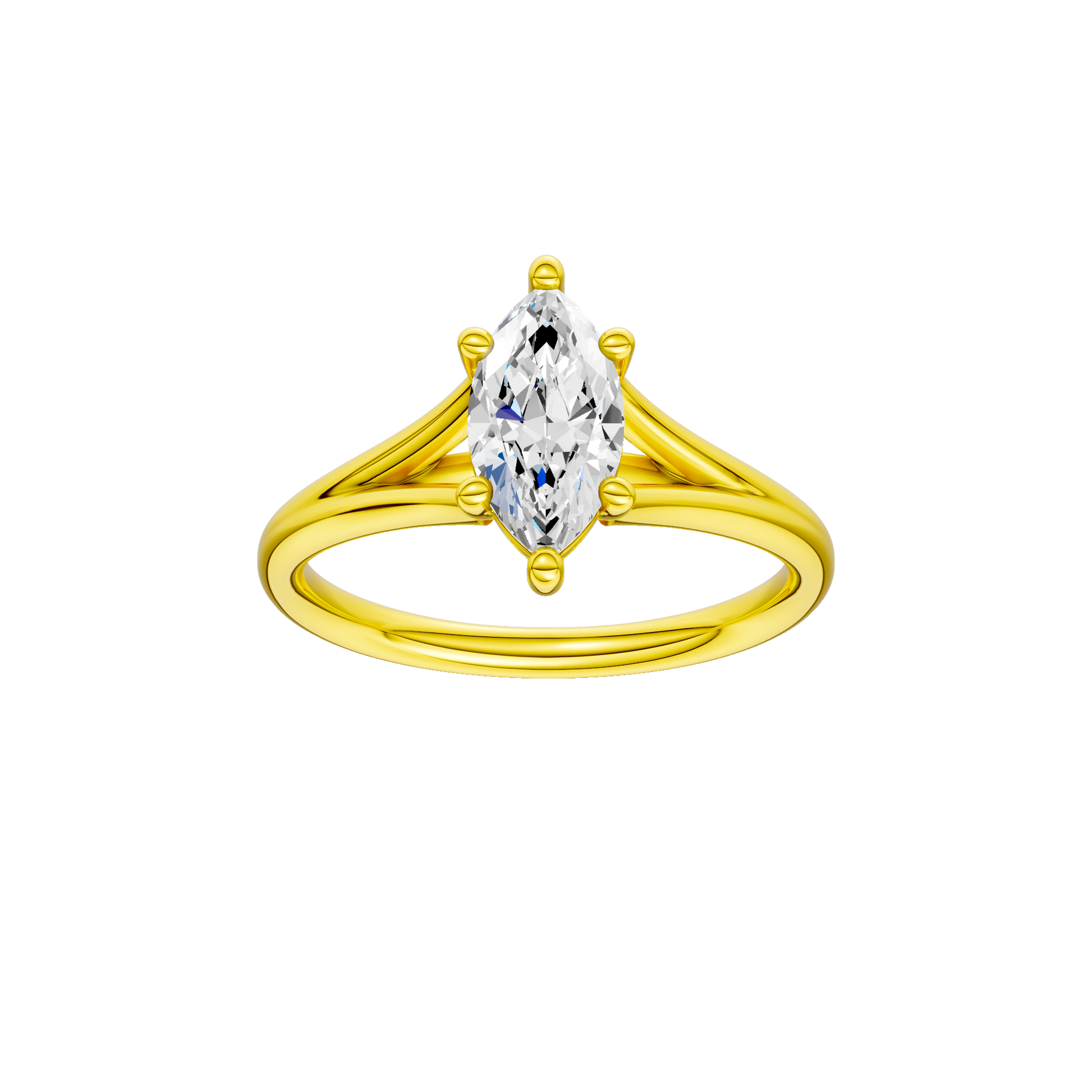 Marquise-cut diamond engagement ring with a plain band and solitaire setting.