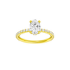 Oval-cut diamond engagement ring with a prong-set diamond band and hidden-halo setting.