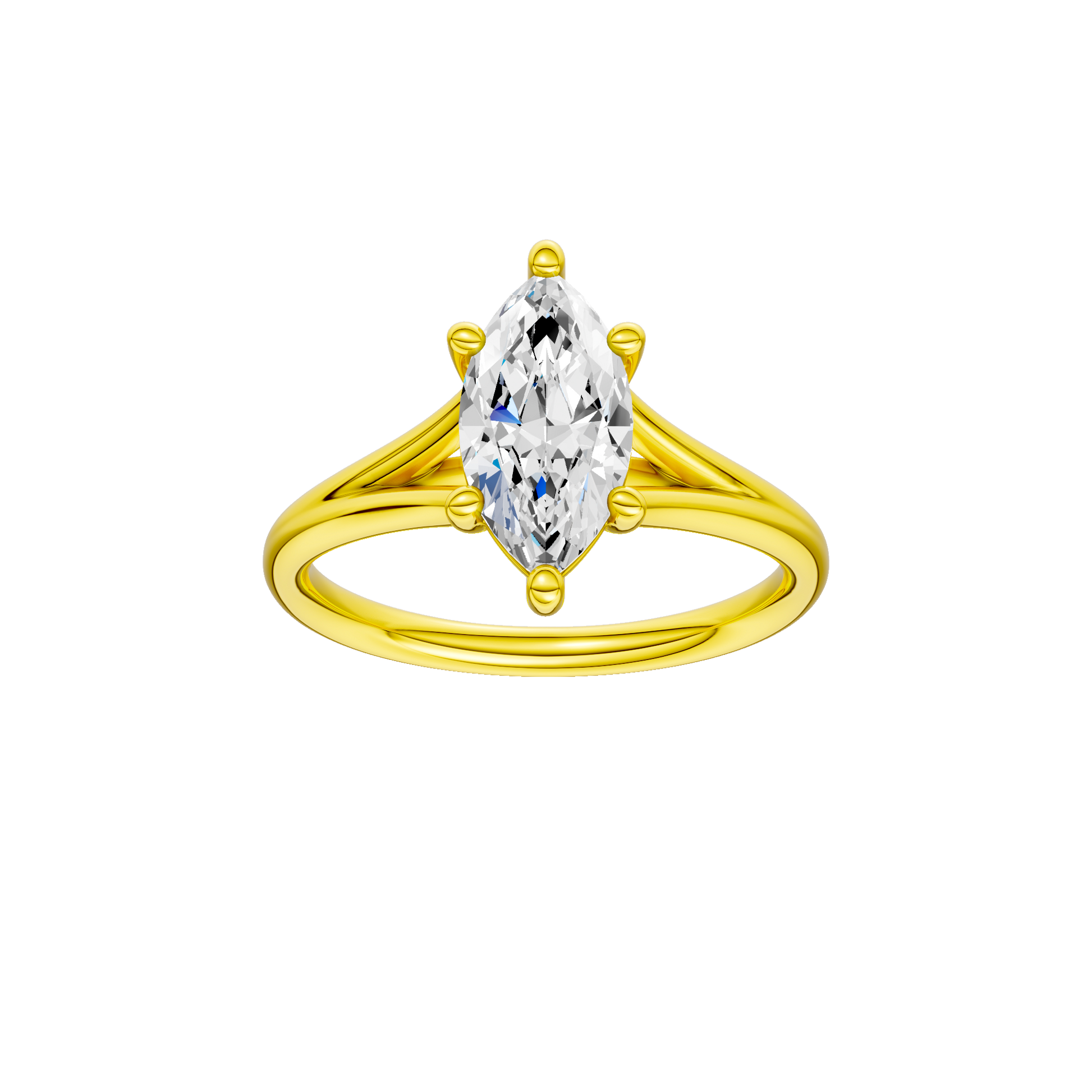 Marquise-cut diamond engagement ring with a plain band and solitaire setting.