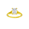 Emerald-cut diamond engagement ring with a plain band and solitaire setting.