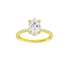 Oval-cut diamond engagement ring with a prong-set diamond band and hidden-halo setting.