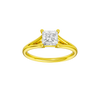 Princess-cut diamond engagement ring with a plain band and solitaire setting.