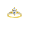 Marquise-cut diamond engagement ring with a channel-set diamond band and hidden-halo setting.