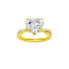 Heart-cut diamond engagement ring in 14k yellow gold with a prong-set diamond band and twist setting